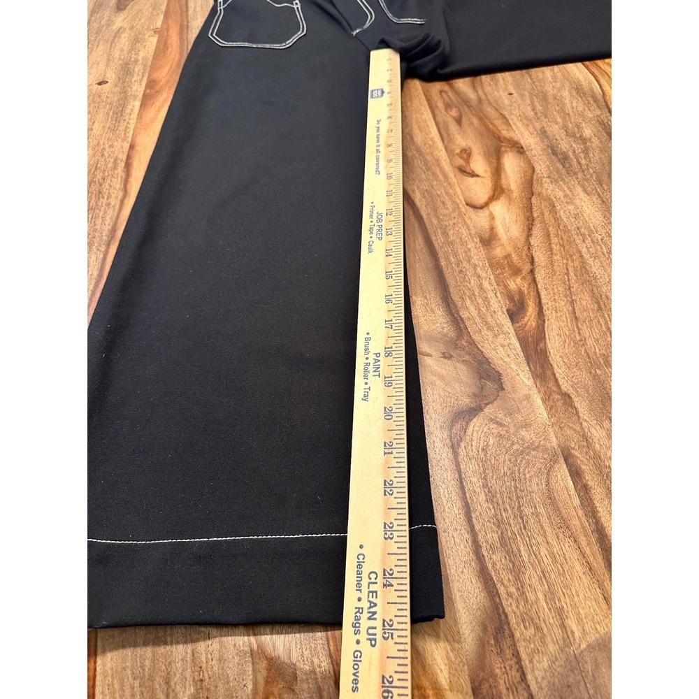 Jones & Co Black Wide Leg Pants Contrast Stitch Women's Size 8 Flare Trousers - Picture 6 of 9